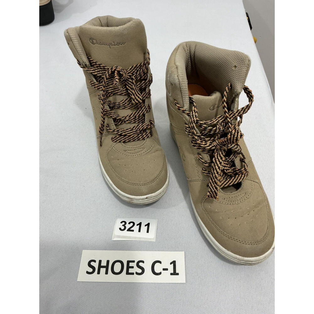Womans Champion Size 8 Hidden Wedge High Top Sneaker Booties